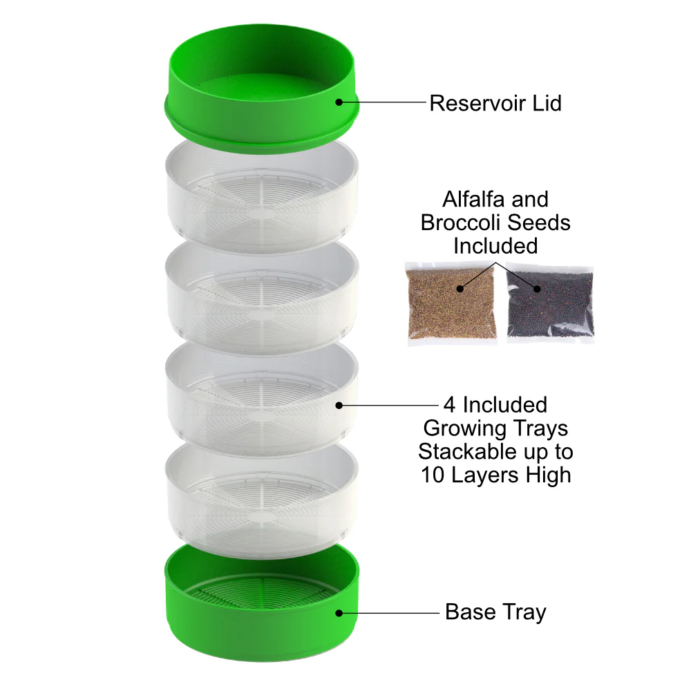 Deluxe Kitchen Crop Sprouter with Alfalfa & Broccoli Seeds Included - Image 3
