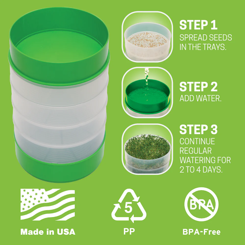 Deluxe Kitchen Crop Sprouter with Alfalfa & Broccoli Seeds Included - Image 5