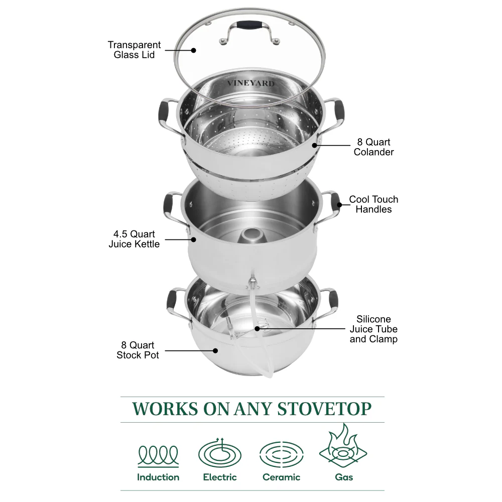 Vineyard Deluxe Stainless Steel Steam Juicer - Image 3